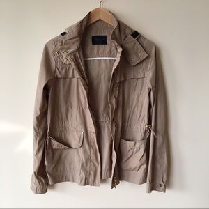 Zara Basic Jacket Windbreaker Beige Khaki XS